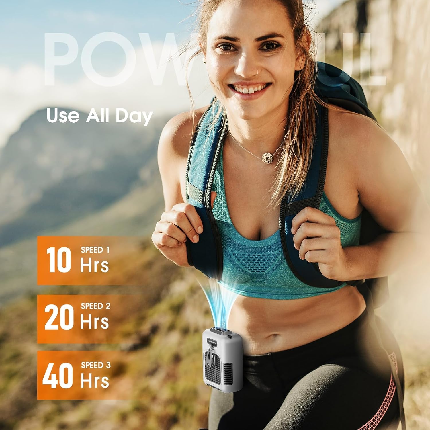 40Hours Cooling-Waist Fan Rechargeable,Urltra-Light Personal Wearable Air Conditioner under Shirt Fan & Lanyard,8000Mah Belt Clip on Waist Portable Cooling Fans,Portable Body Fans That Blow Cold Air