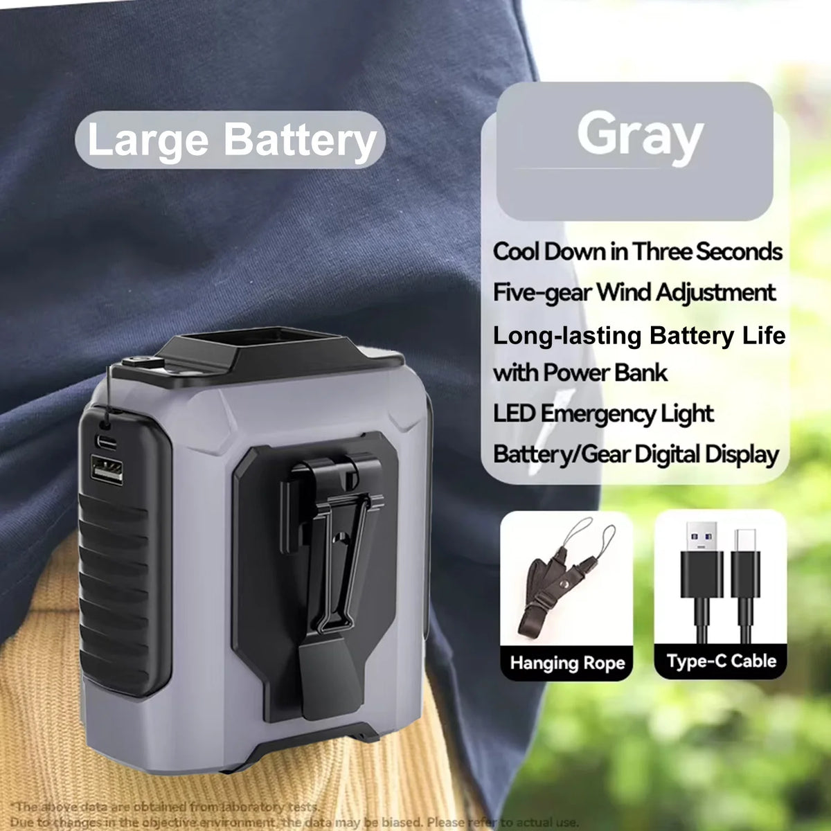 NEW Extra-Large Battery Waist Fan Wearable Waist Fan Light Hands-Free Cooling for Outdoor Jobsite Travel Long Range for Outdoor